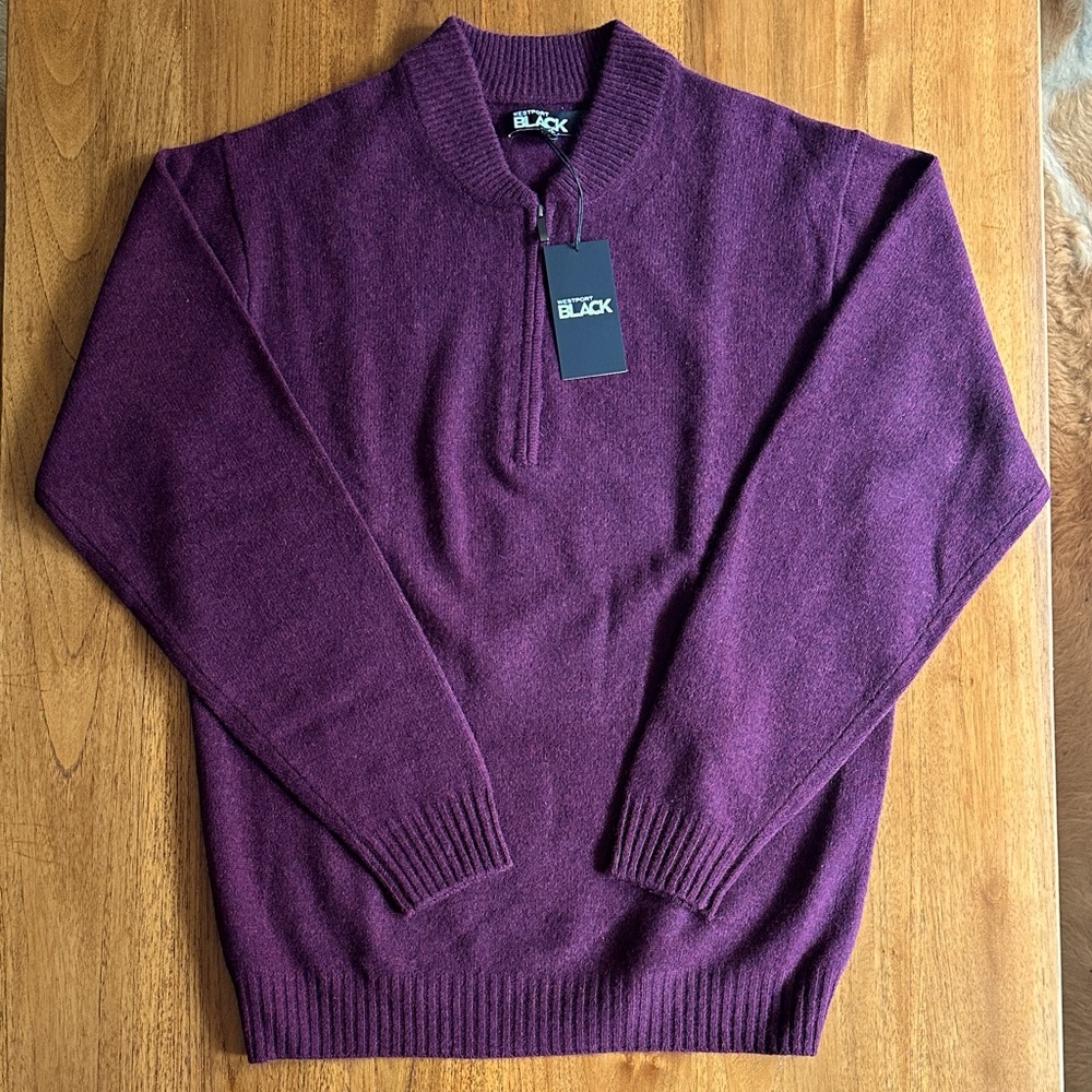Westport Black Baseball Collar Quarter-Zip Men’s Sweater. Size LT